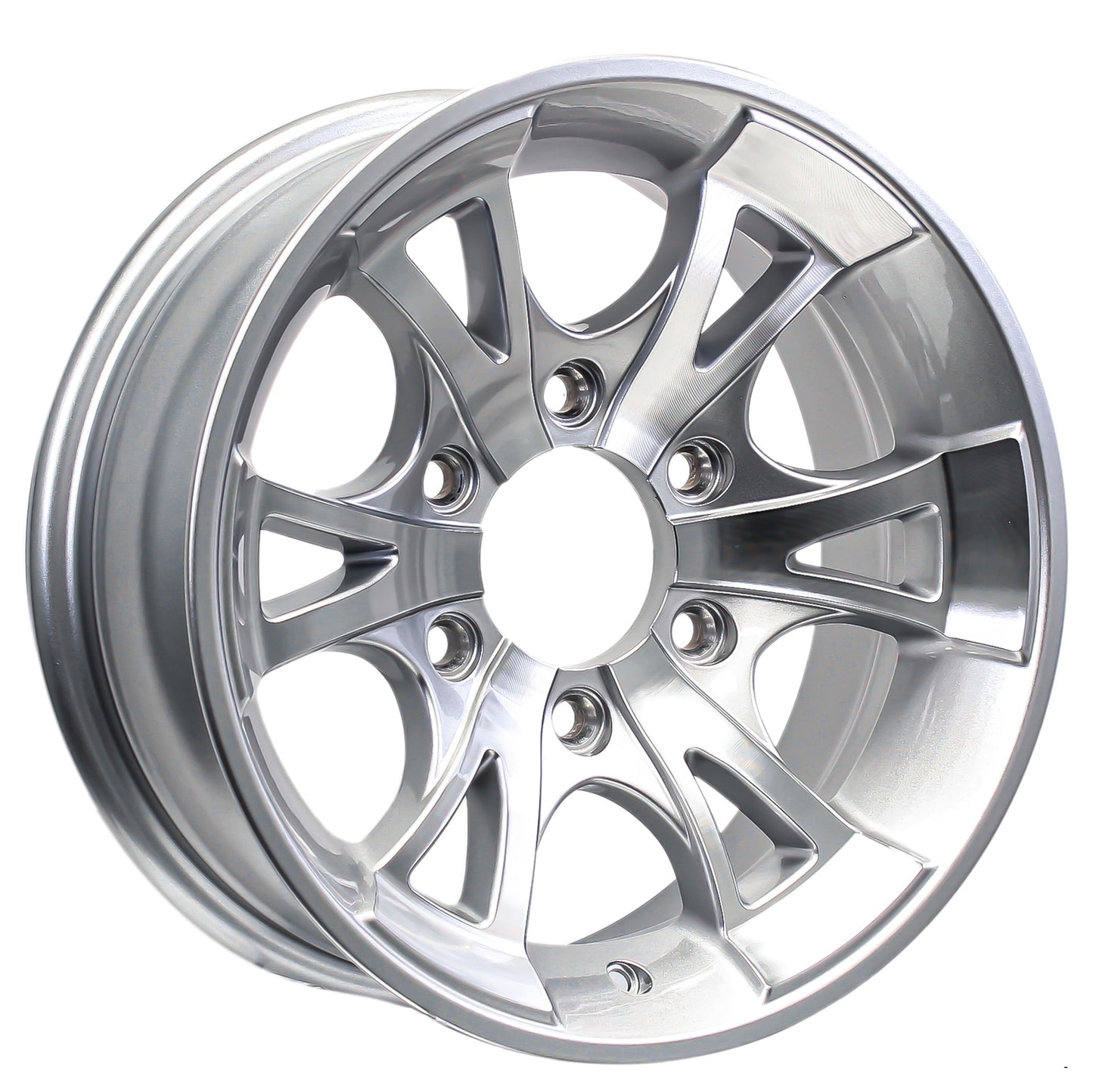 eCustomrim Aluminum Trailer Wheel 15X6 15 Inch Silver A1411 6 Lug On 5.5" Rim