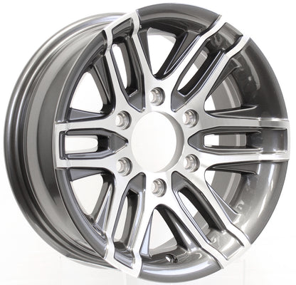 eCustomrim Aluminum Trailer Wheel 16X6 16 Inch Rim Gun Metal Machined 6 Lug