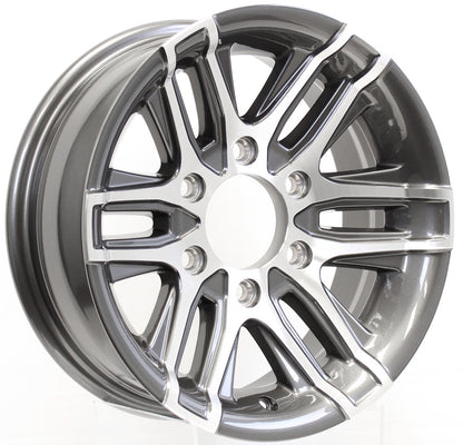 Aluminum Trailer Wheel 16X6 16 Inch Rim Gun Metal Machined 6 Lug YFAT66655GM