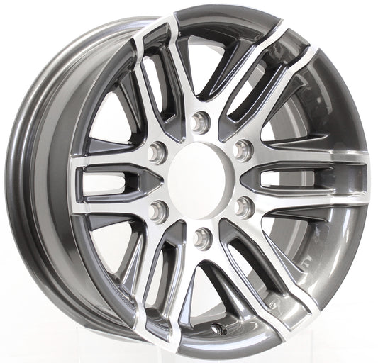 eCustomrim Aluminum Trailer Wheel 16X6 16 Inch Rim Gun Metal Machined 6 Lug