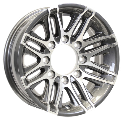 eCustomrim Aluminum Trailer Wheel 16X6 16 Inch Rim Gun Metal Machined 8 Lug