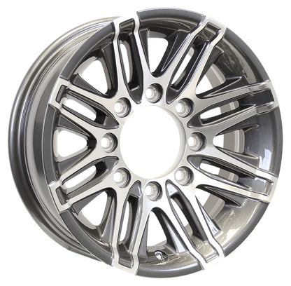 Aluminum Trailer Wheel 16X6 16 Inch Rim Gun Metal Machined 8 Lug YFAT66867GM