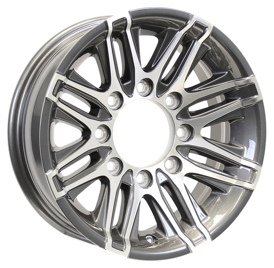 eCustomrim Aluminum Trailer Wheel 16X6 16 Inch Rim Gun Metal Machined 8 Lug