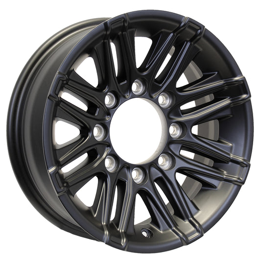 eCustomrim Aluminum Trailer Wheel 16X6 16 Inch Rim Matte Black 8 Lug