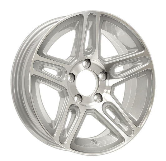 Aluminum Trailer Wheel 15X5 15 Inch Rim Silver Machined 5 Lug YFPN55545T