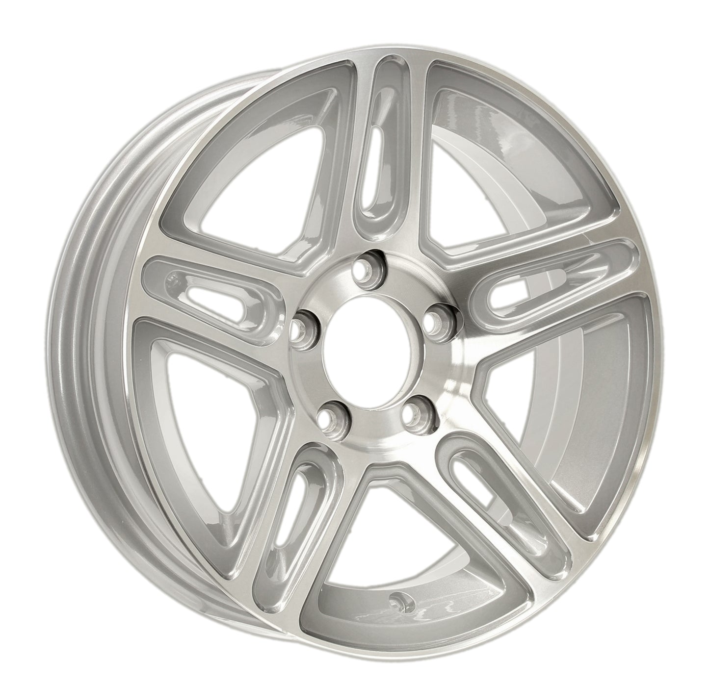 eCustomrim Aluminum Trailer Wheel 15X5 15 Inch Rim Silver Machined 5 Lug