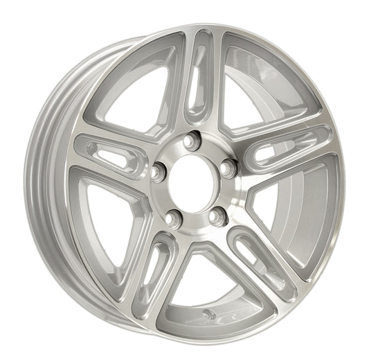 eCustomrim Aluminum Trailer Wheel 15X5 15 Inch Rim Silver Machined 5 Lug
