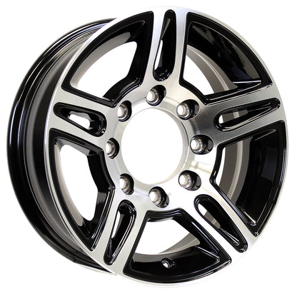 eCustomrim Aluminum Trailer Wheel 16X6 16 Inch Rim Black and Machined 8 Lug